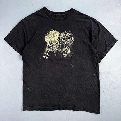 Zombies Skulls Y2K VTG T Shirt Grunge Punk Music Heavy Metal Eat Meat Offensive