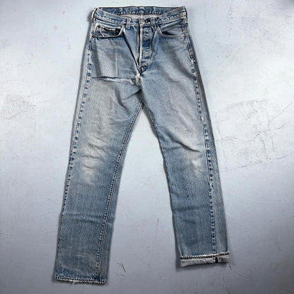 Levis 501 Vintage 80s Redline Selvedge USA XX Jeans Thrashed Light Act 30x33