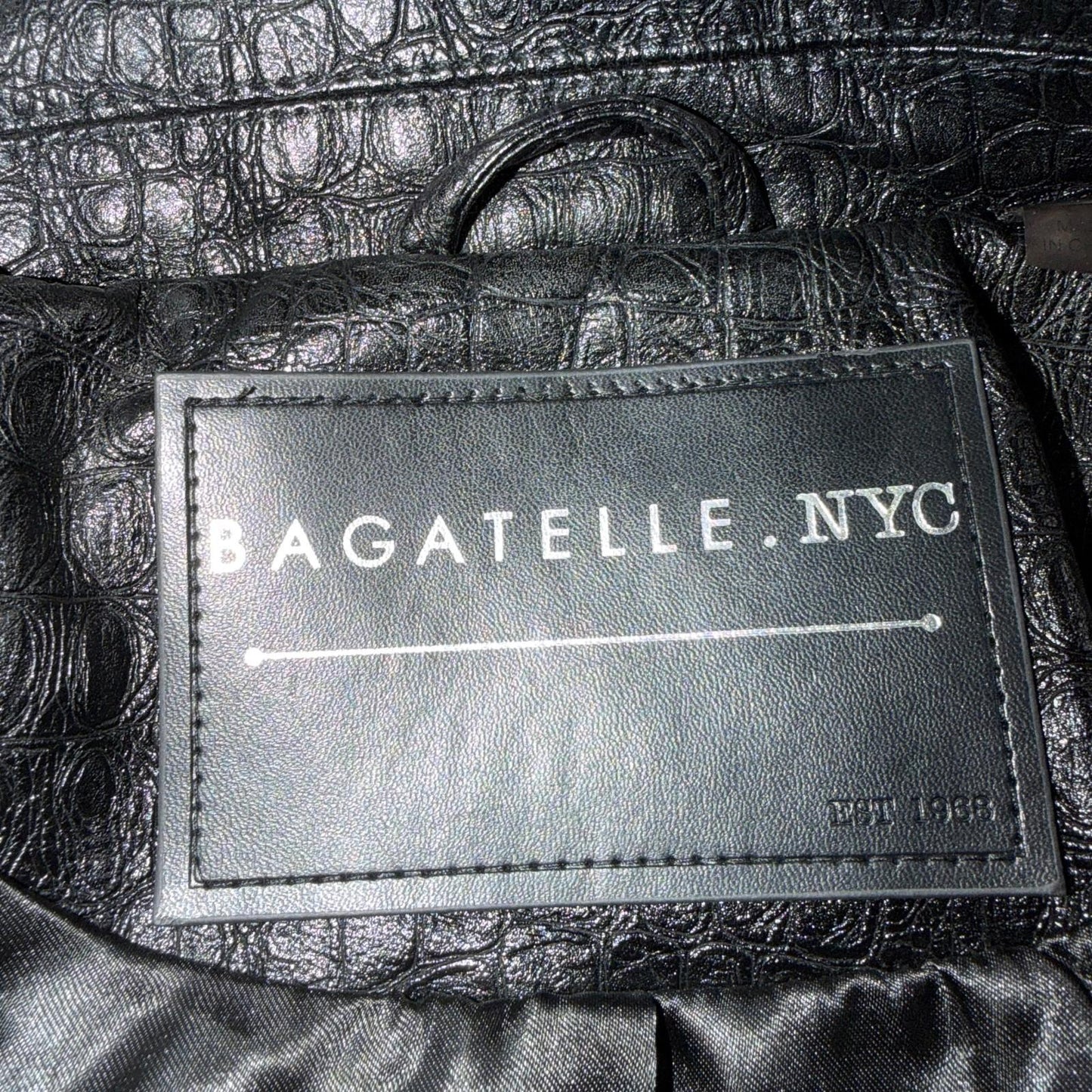Bagatelle Black Leather VTG Jacket Womens Large Short Biker Cropped Racer Y2K