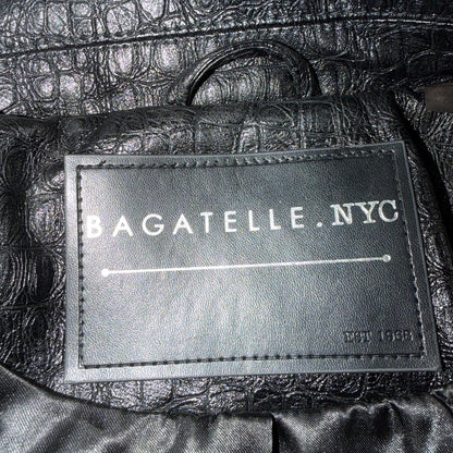 Bagatelle Black Leather VTG Jacket Womens Large Short Biker Cropped Racer Y2K
