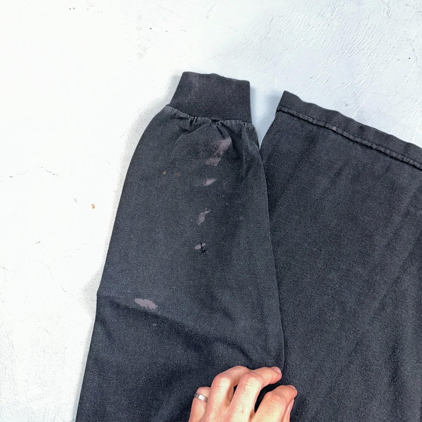 Faded Black Long Sleeve Y2K VTG T Shirt 2000s AAA Thrashed Cool Blank Tee Rips