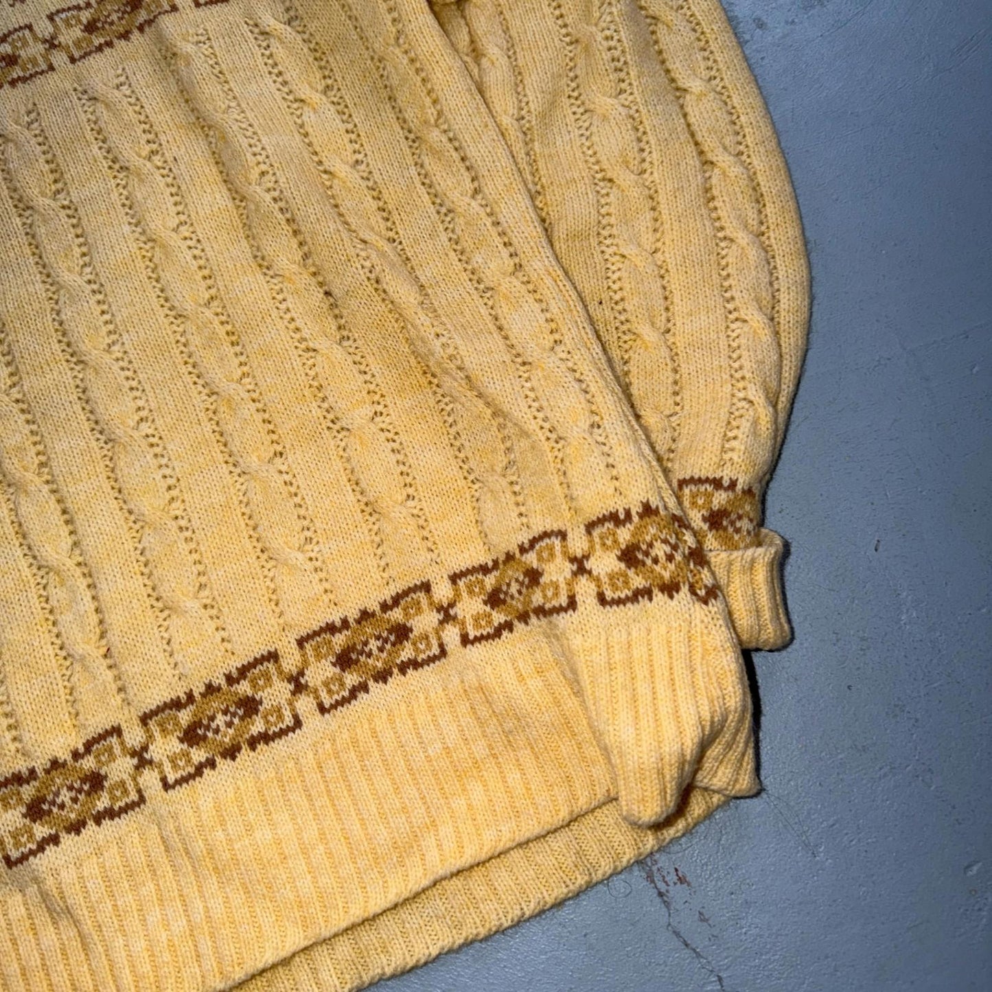JANTZEN Vintage Sweater Pullover Patterned Cable Knit Cream Size XL Made USA