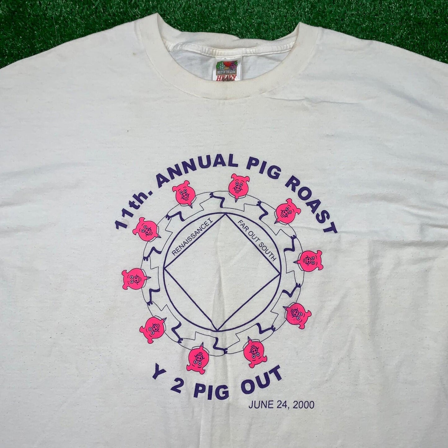 Pig Roast Vintage T Shirt June 24 2000 Funny Cartoon Love Bacon Food Y2K 90s