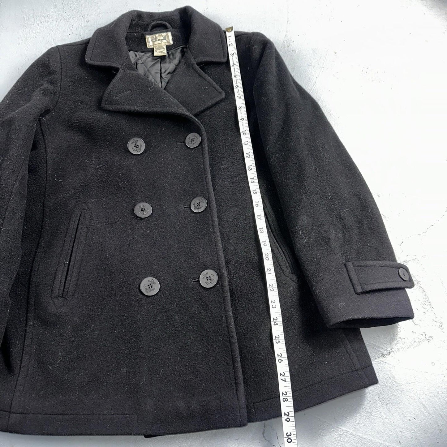 LL Bean Blue 100% Wool Pea Coat 3M Thinsulate Double Breasted Women’s Sz 10 VTG