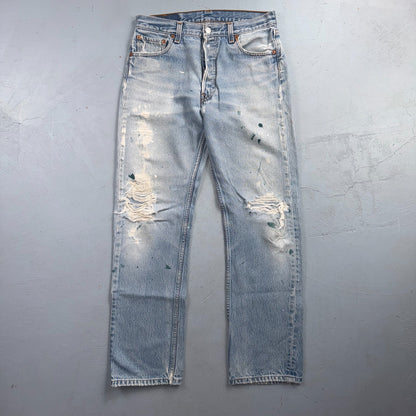 Levis 501 Vintage 90s Y2K XX Straight Leg Jeans Blue Light Wash 31x34 Act 29x29