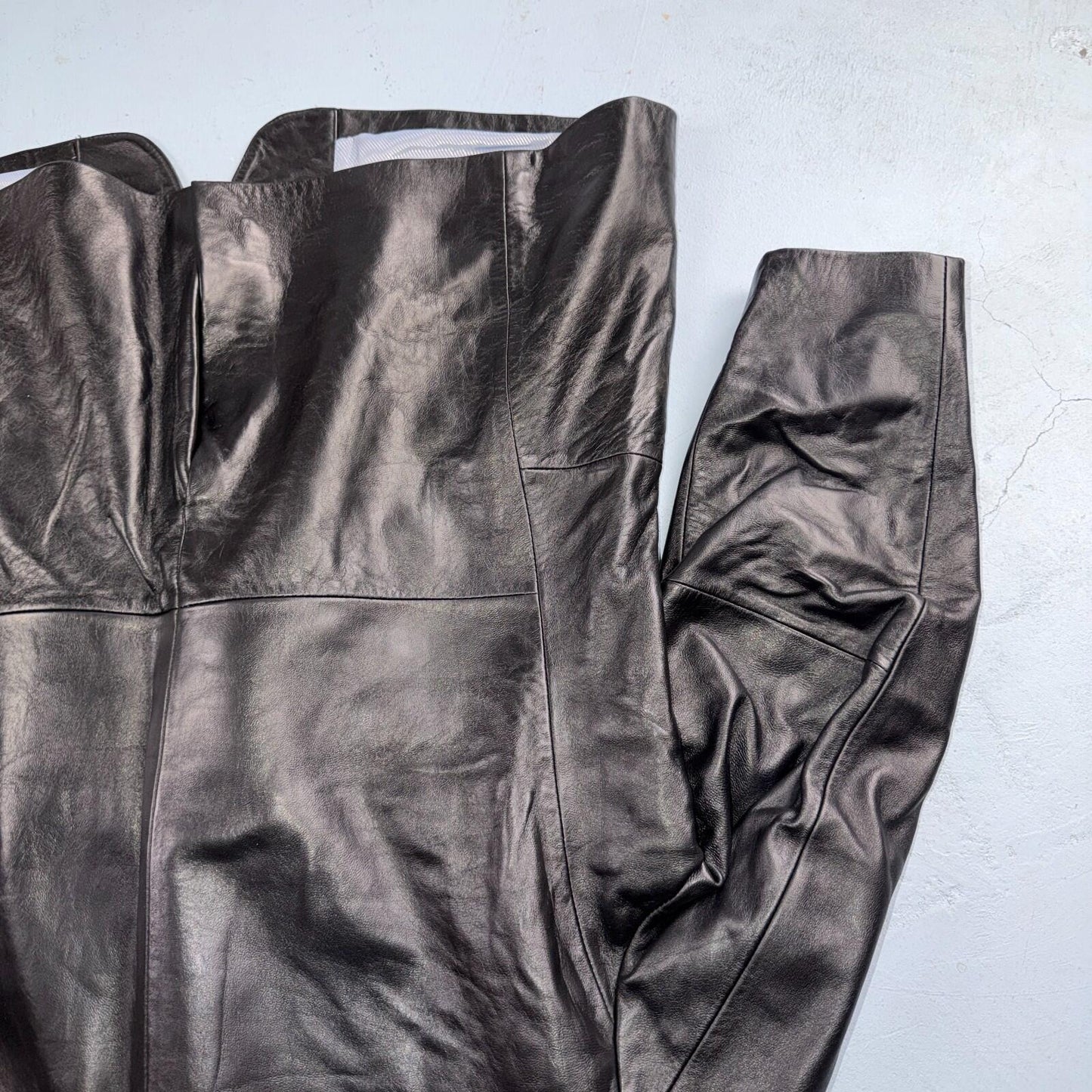 BGSD Mens Black Leather 2 Button Front Collared Jacket Size XL S Lambskin