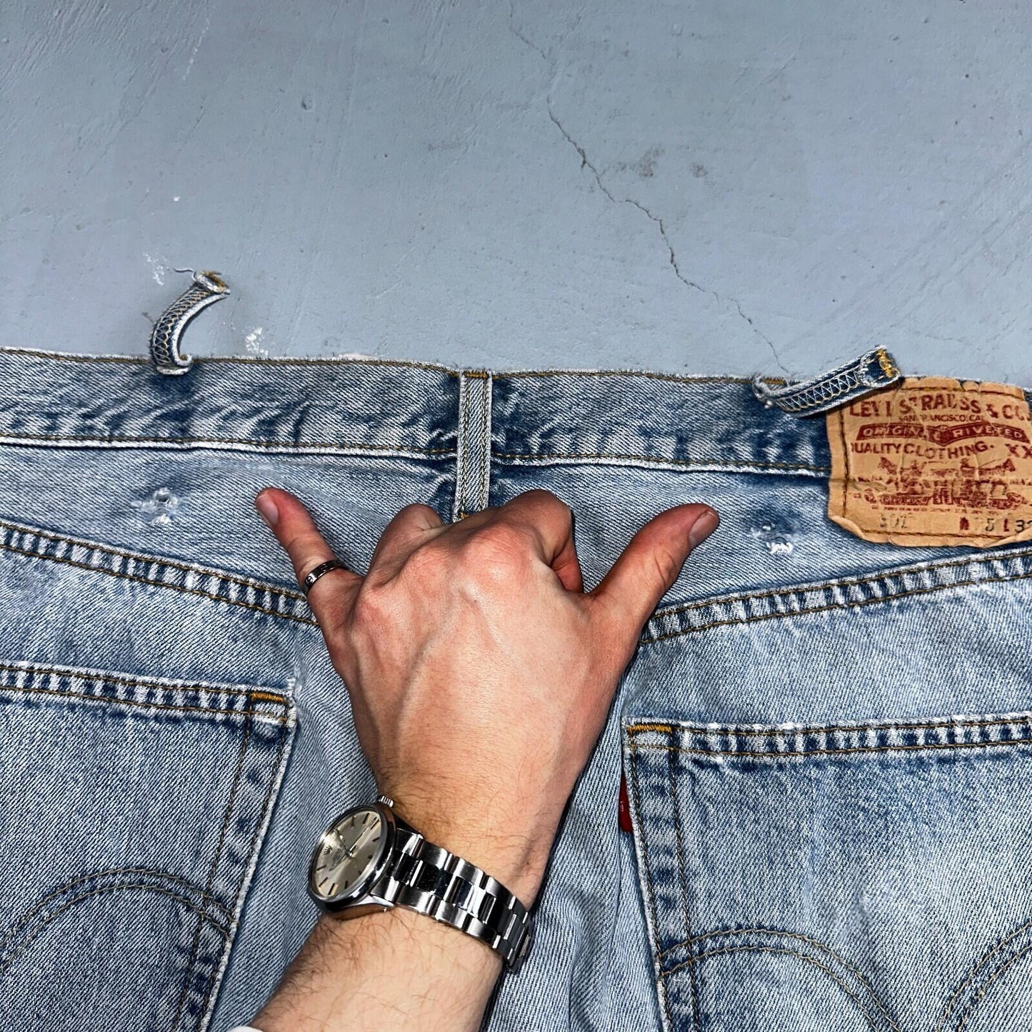 Levis 501 Vintage Y2K XX Straight Leg Jeans 90s Blue Light Wash 38x32 Act 37x30