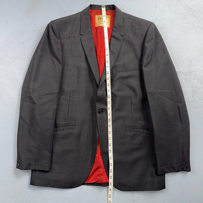 VTG Mens 2 PC Suit 40 Jacket Coat Pants Black Rockabilly 60s 1960s Gab Poly West