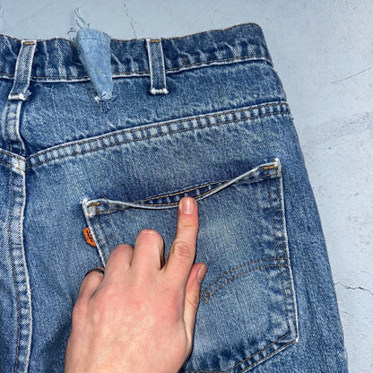 Levis 517 Vintage 80s USA Orange Tab Bootcut Flare Blue Worn Jeans Act 32x28