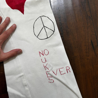 VTG 1960s Rockabilly 26x27 USA Hand Drawn Political No Nukes White Art Pants 60s