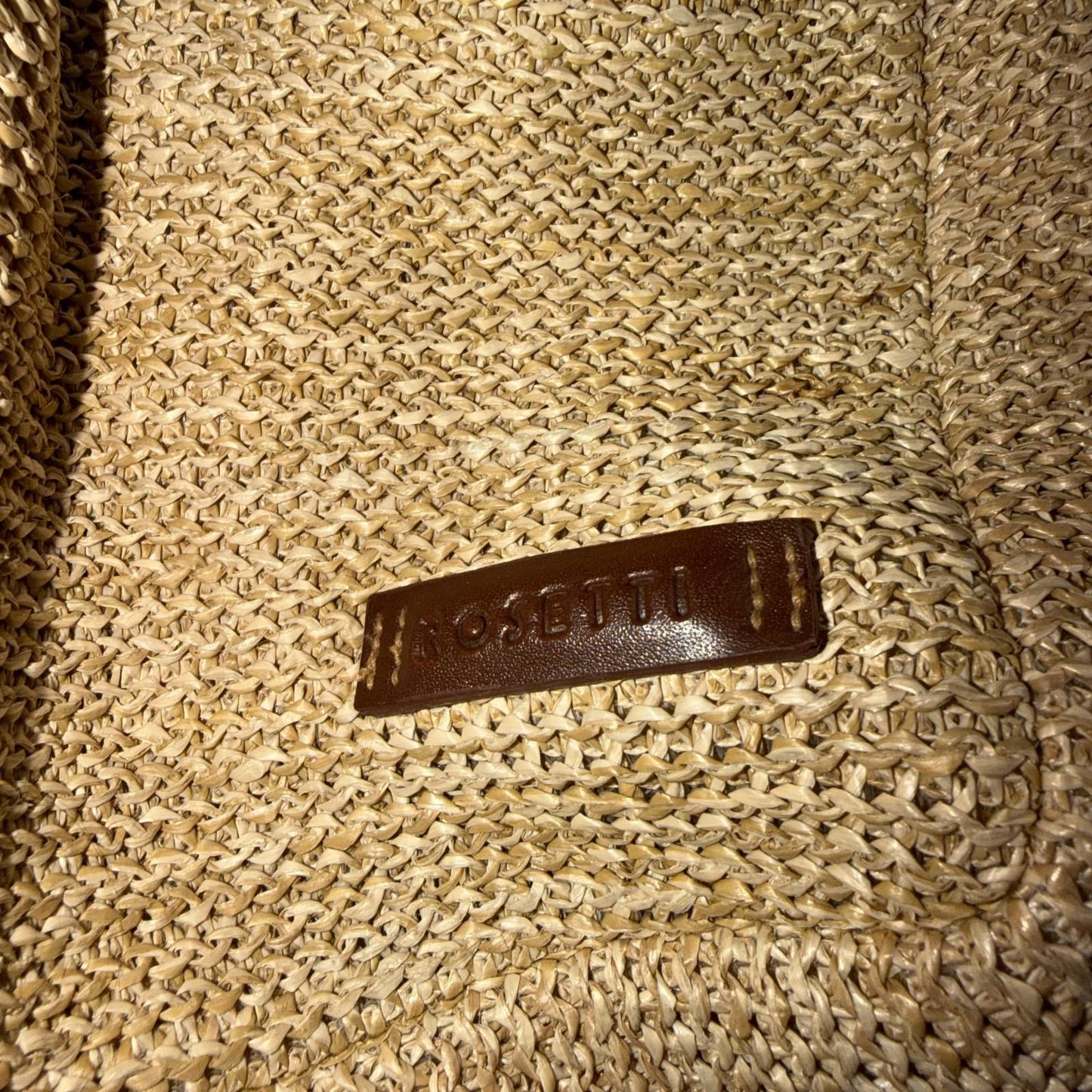 Rosetti Woven Purse Natural Tan Zippered Classic Small Bag Faux Leather Strap