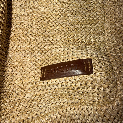 Rosetti Woven Purse Natural Tan Zippered Classic Small Bag Faux Leather Strap