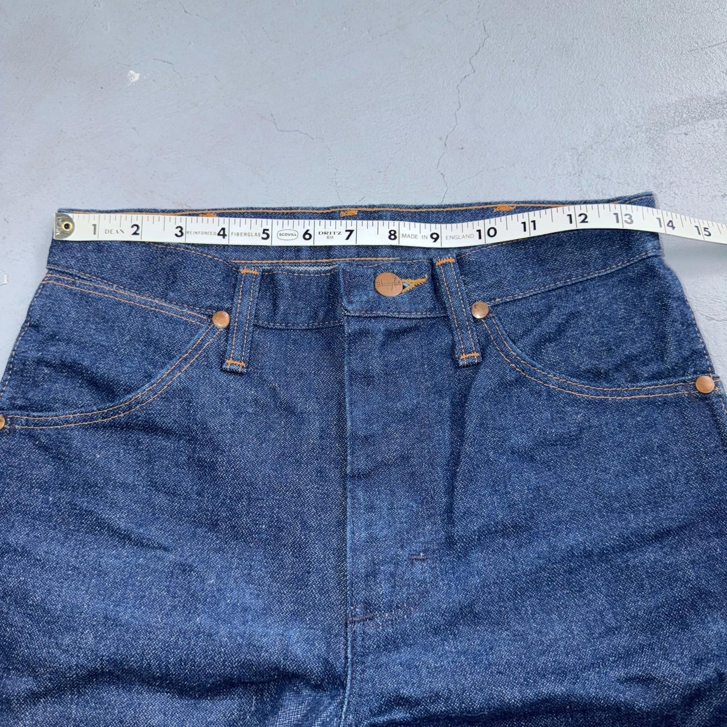 VTG Wrangler Men's 13MWZ Dark Wash High Rise Rigid Cowboy Jeans 28x33 Talon USA
