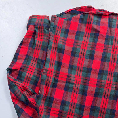 VTG Five Brother Shirt Mens M Shadow Plaid Flannel USA Red 1980s 80s Green Red