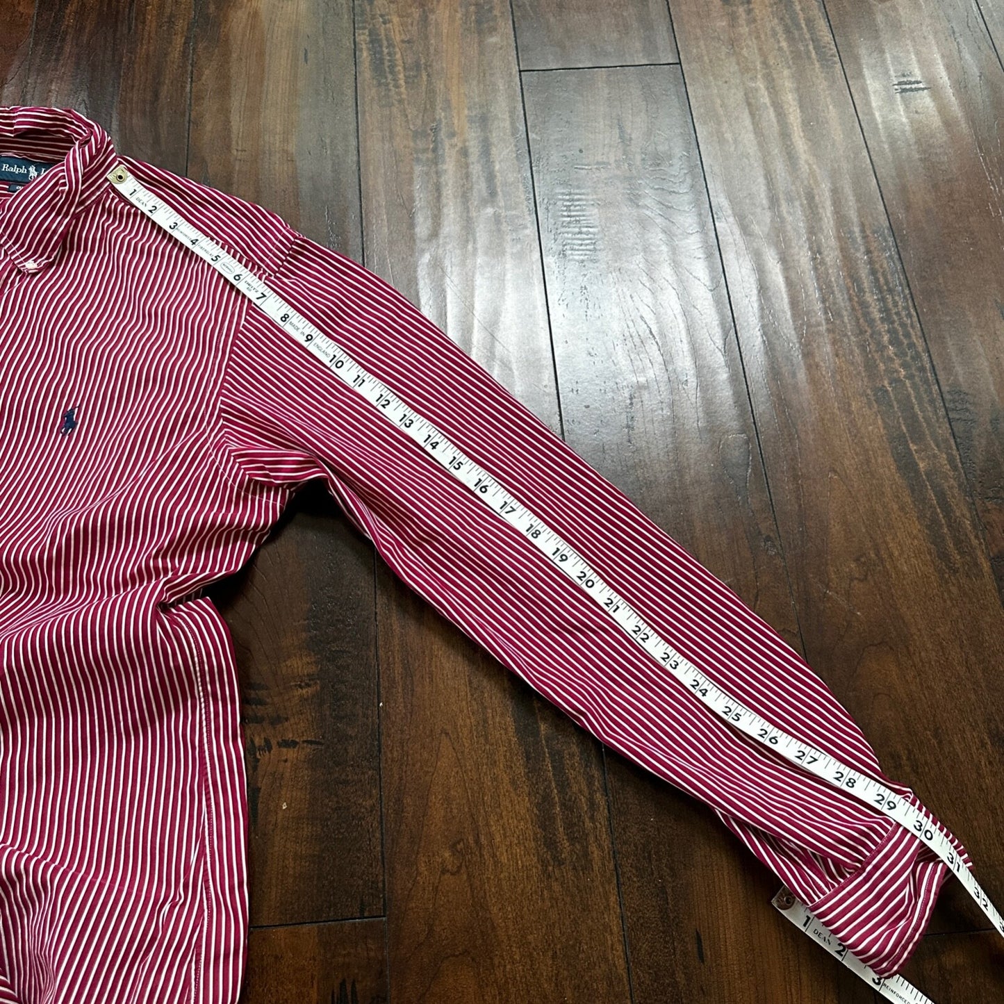 Polo Ralph Lauren Red Stripe Button Down Work Shirt Dress Vtg Up Y2K 90s Western