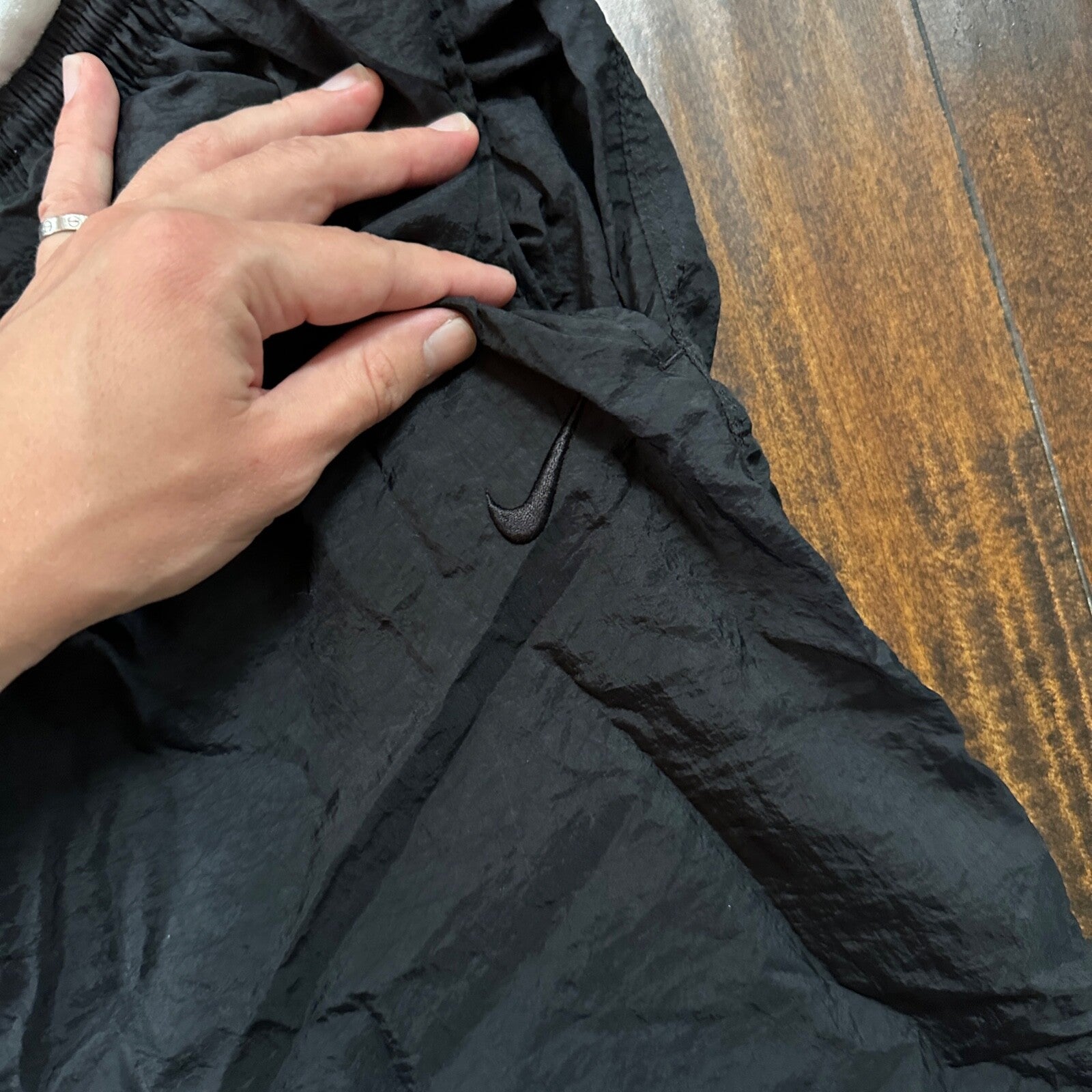 Nike Vintage 90s White Tag Windpants Track Pants Ankle Zip Unlined Black M 1990s