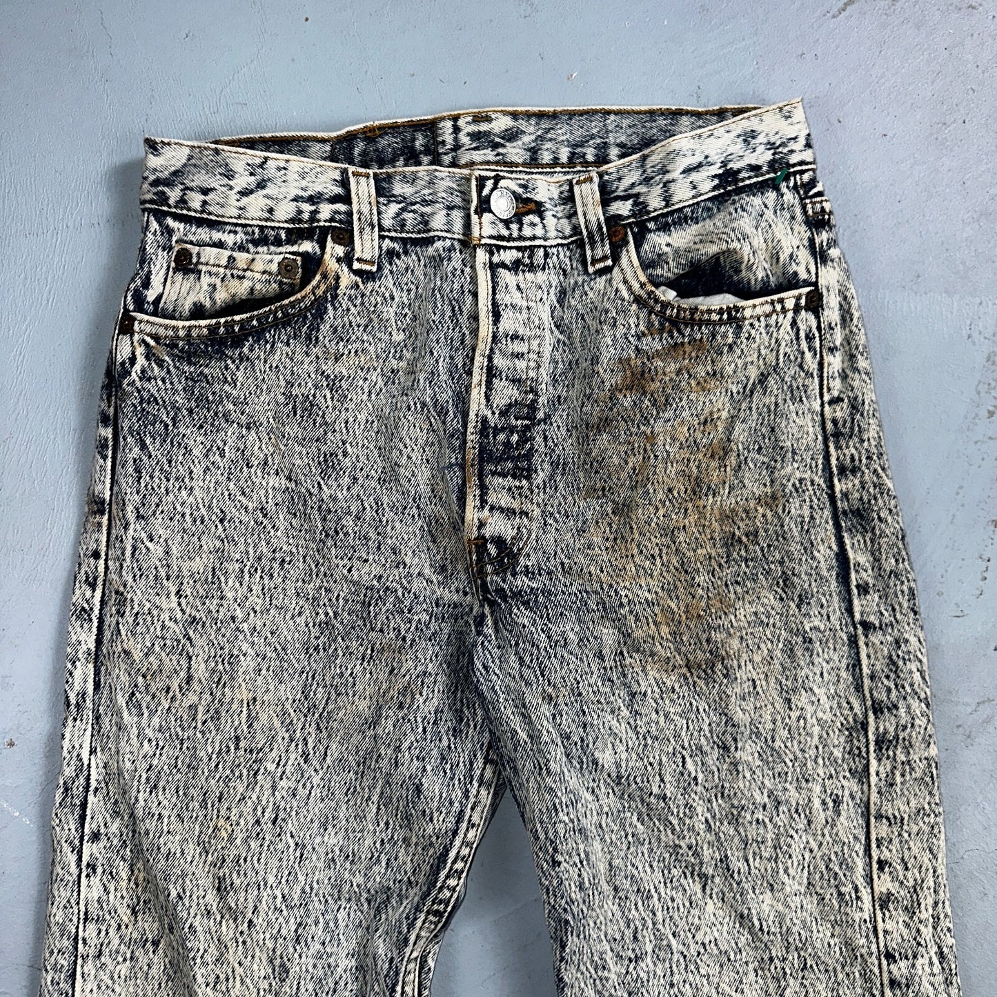 Levis 501 Vintage 80s USA XX Straight Leg Jeans Blue Acid Wash 30x34 Act 28x32