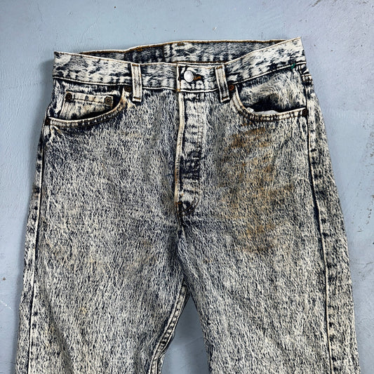 Levis 501 Vintage 80s USA XX Straight Leg Jeans Blue Acid Wash 30x34 Act 28x32