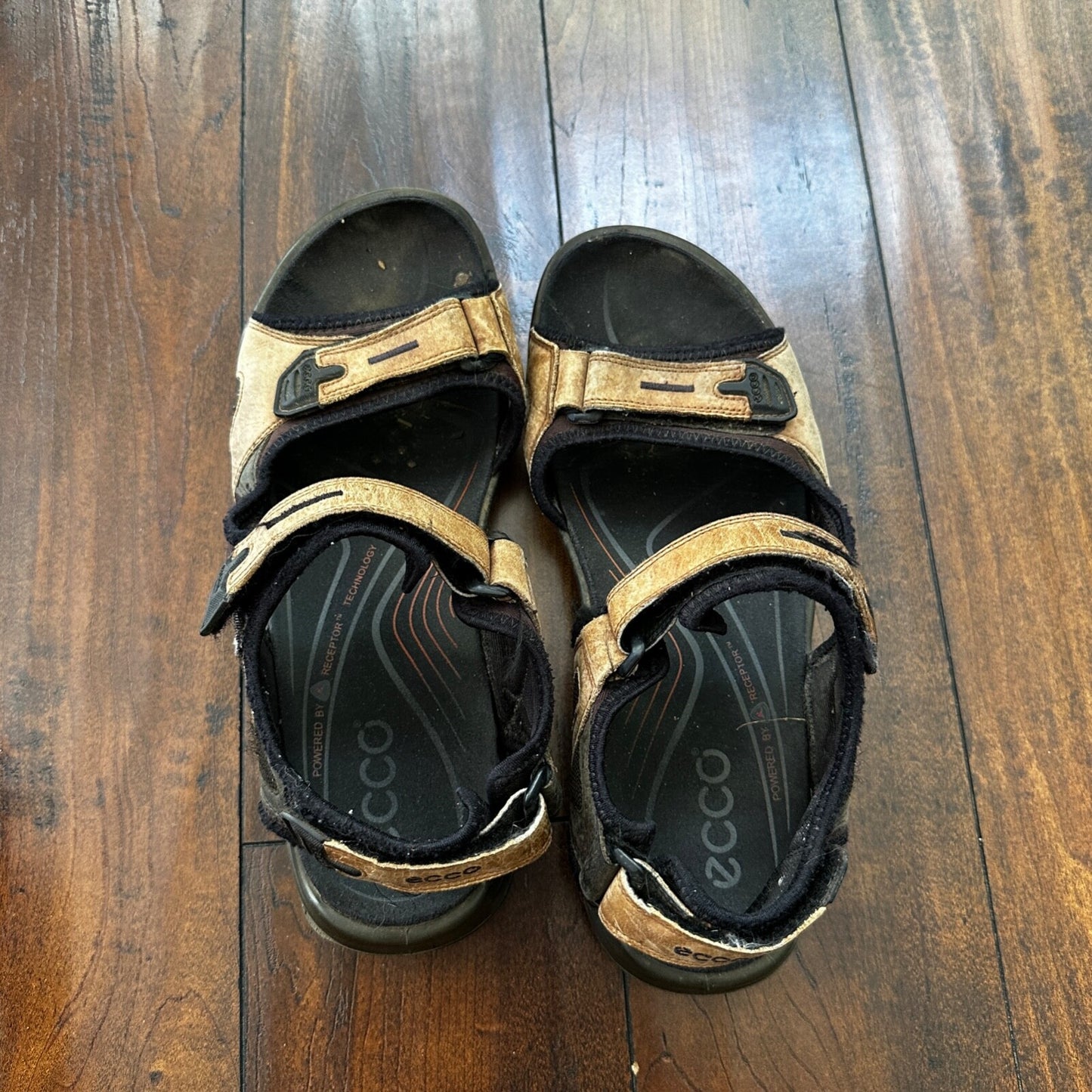 ECCO Yukatan Receptor Brown Leather Sport Sandal Shoes Mens EU 44