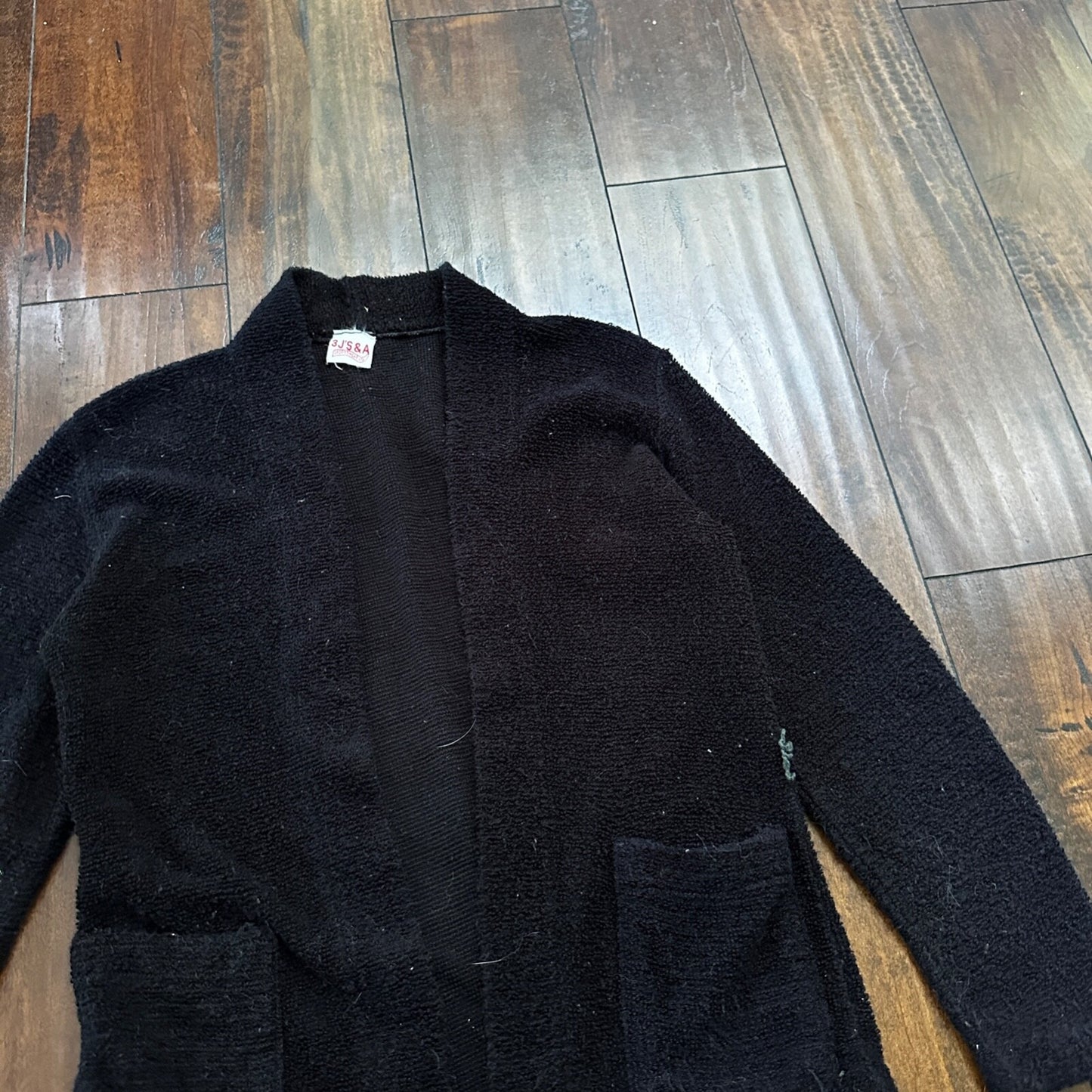 Vintage 60's Full Fashioned Acrylic Knit Cardigan Sweater Black Woman Size Small