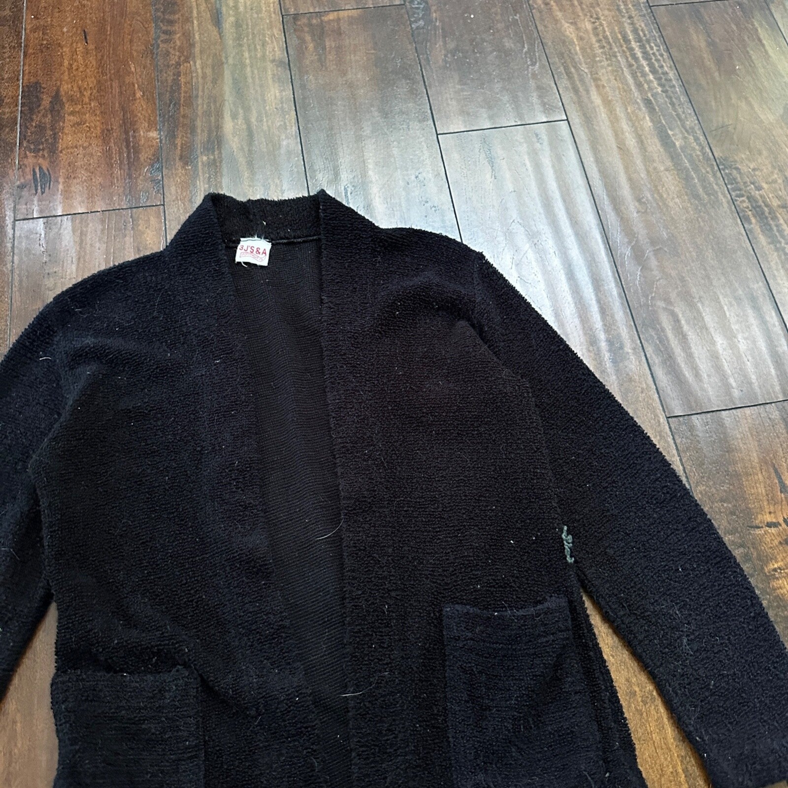 Vintage 60's Full Fashioned Acrylic Knit Cardigan Sweater Black Woman Size Small