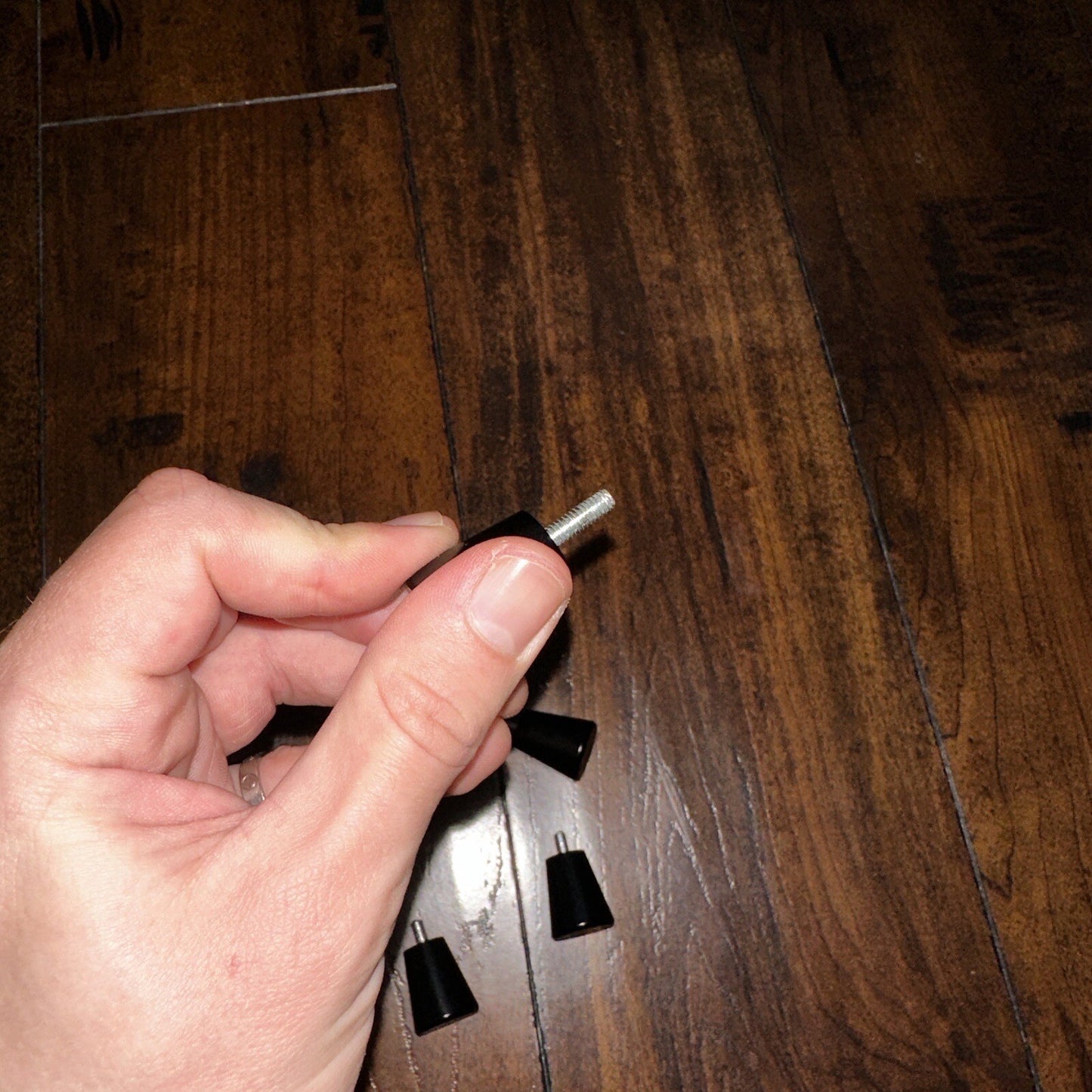 4 Flat Black Pull Knobs For Kitchen Bedroom Cabinet Round Black Dresser MCM VTG