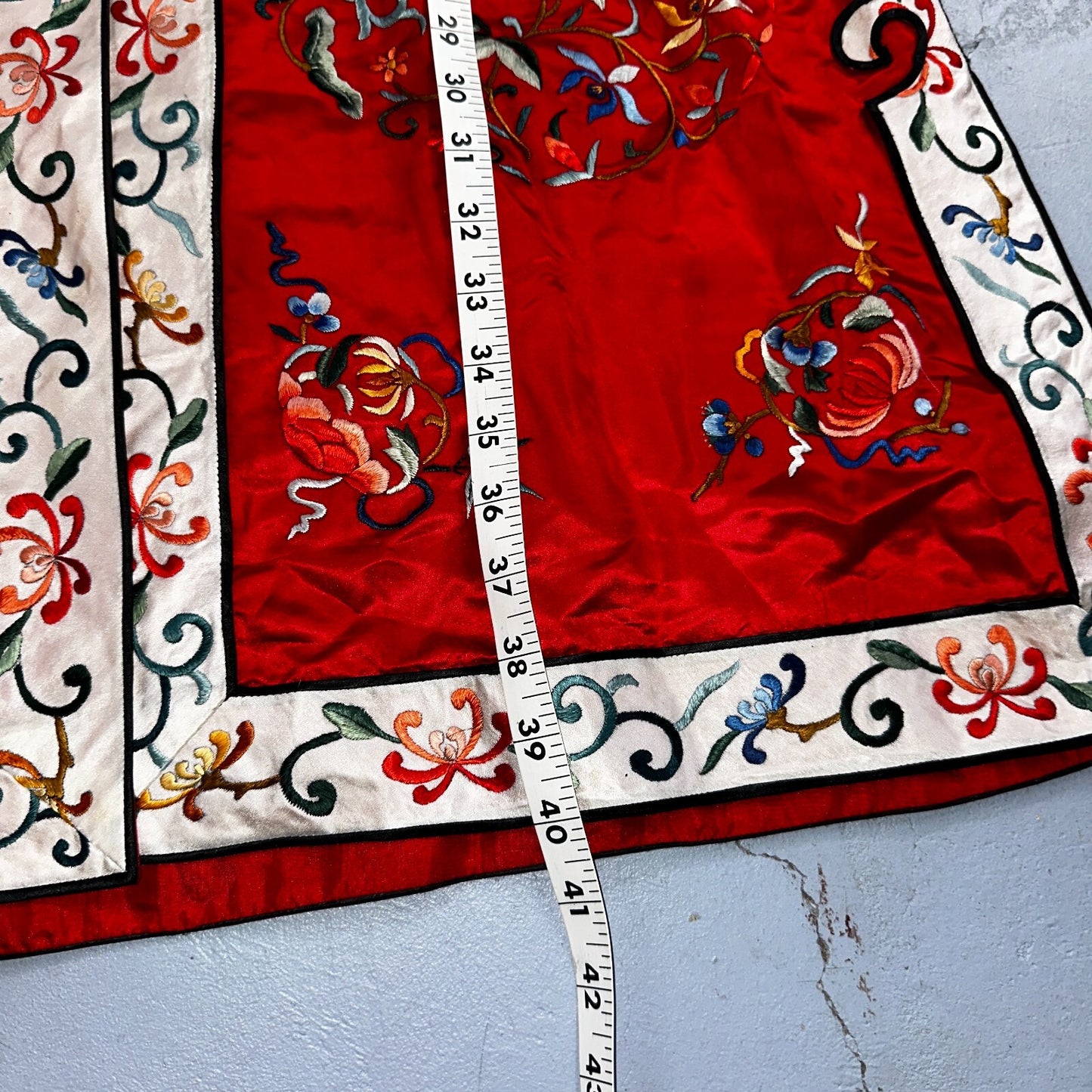 VTG Chinese Silk Cloth Dynasty Palace Red Dragon Robe Kimono Bai Hua Embroidery