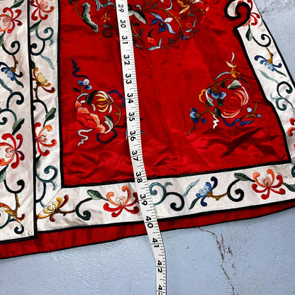 VTG Chinese Silk Cloth Dynasty Palace Red Dragon Robe Kimono Bai Hua Embroidery