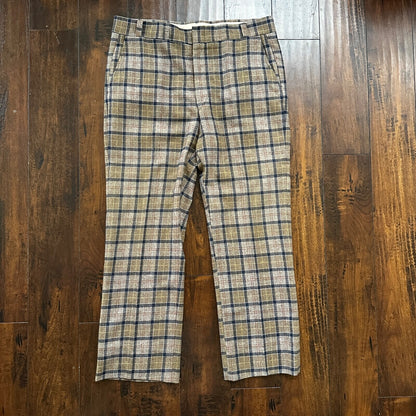 1960s 1970s Brown Sport Jacket VTG Mens Suit 44 36x28 Rockabilly Checkerboard