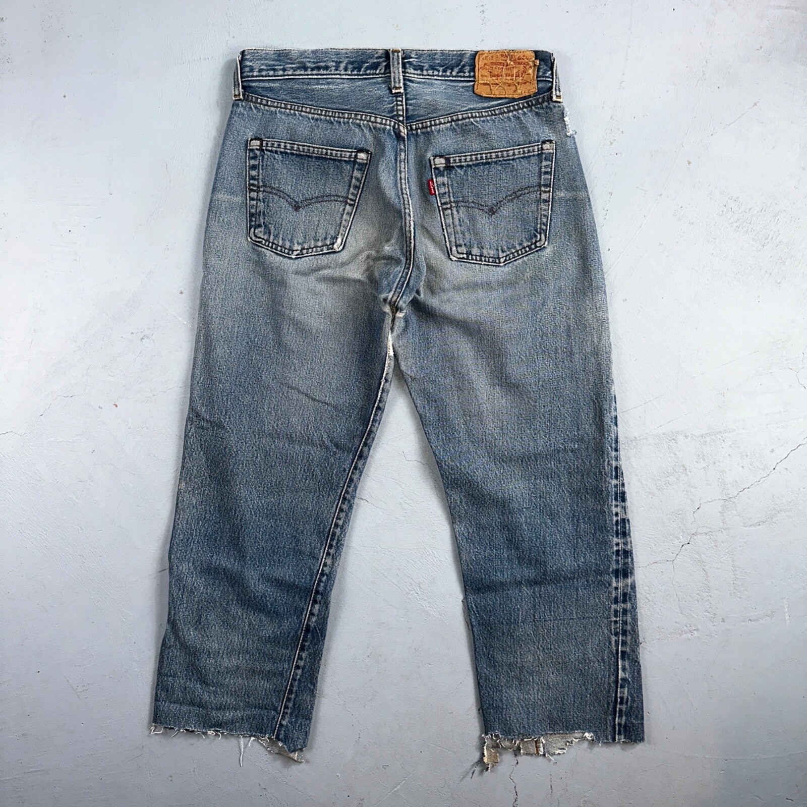 Levis 501 Vintage 80s Redline Selvedge USA XX Jeans Light Wash Capri Act 30x25