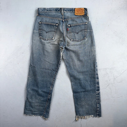 Levis 501 Vintage 80s Redline Selvedge USA XX Jeans Light Wash Capri Act 30x25