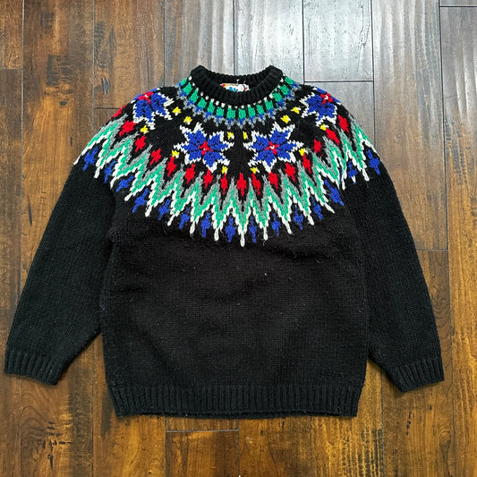 BRAVO Sweater Women's M Multicolor Geometric Pattern Diamond Vibrant Vintage 80s