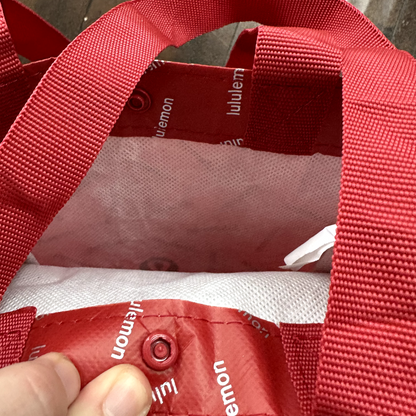 Lululemon Friends Reusable Bag Tote Small Snap Closure Shopping Cute Yoga Red