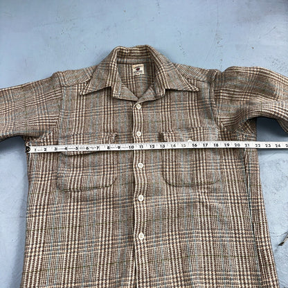 VTG 1960s EMPIRE USA Men’s M Brown Plaid Wool Shirt Rockabilly RARE 50s 60s