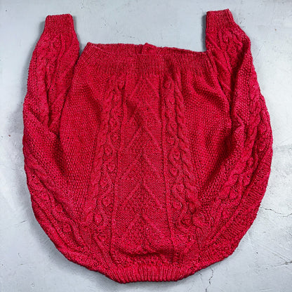 Vintage Orvis Sweater Cardigan Womens Pink Wool Cable Knit Chunky Vermont 90s