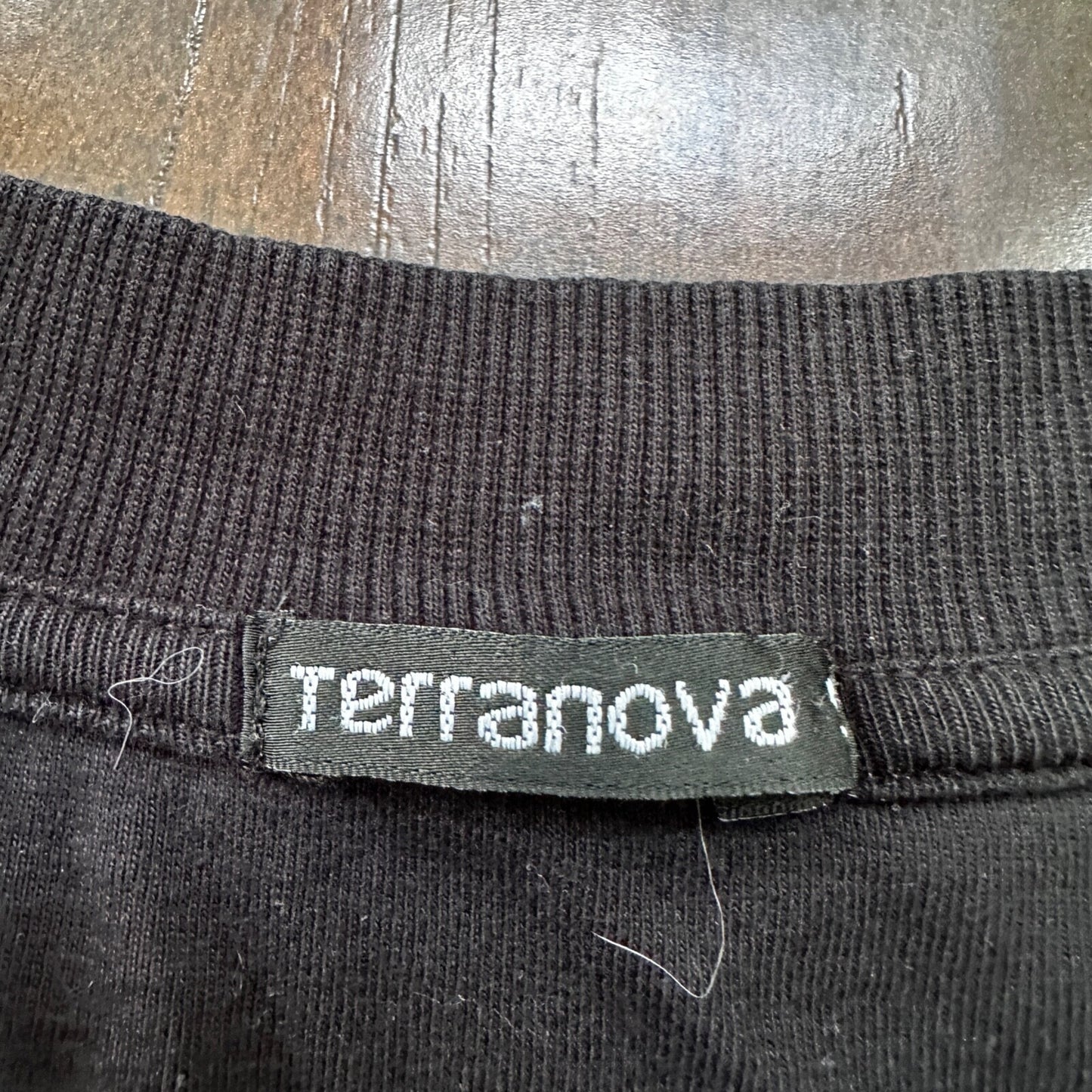 Terranova T-Shirt Top Long Sleeve Casual Clothing Womens S Black Deep V Neck
