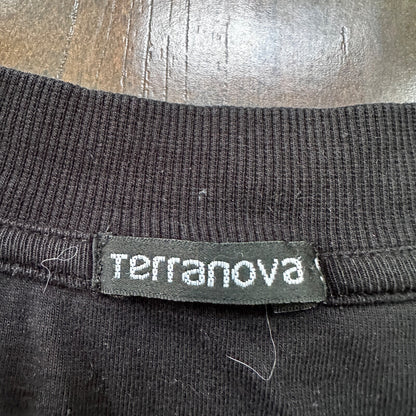 Terranova T-Shirt Top Long Sleeve Casual Clothing Womens S Black Deep V Neck