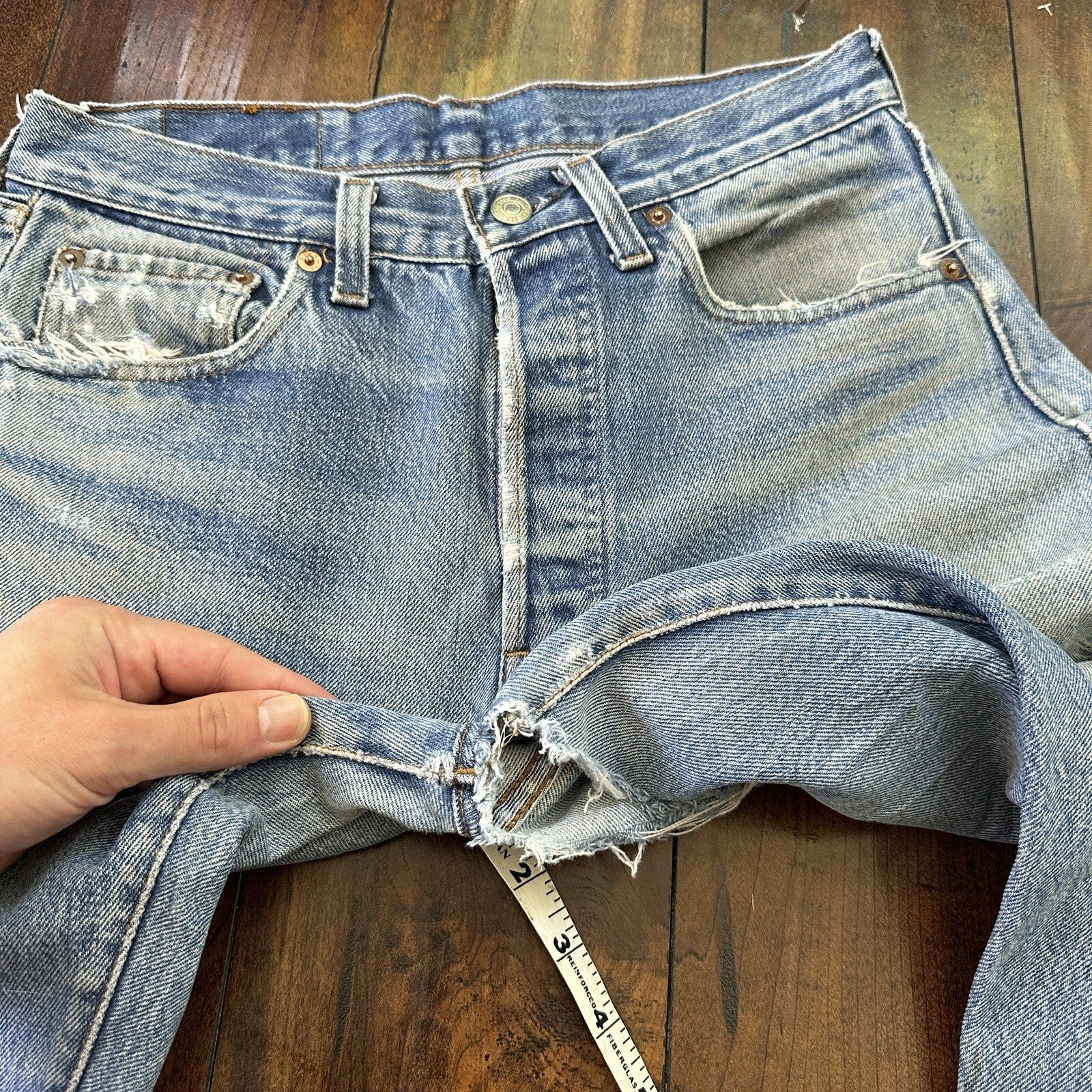 Levis Vintage 80s Redline Selvedge USA 501 XX Jeans Light Wash 31x33 Act 28x29