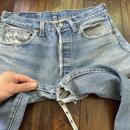 Levis Vintage 80s Redline Selvedge USA 501 XX Jeans Light Wash 31x33 Act 28x29