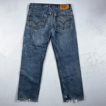 Levis 501 Vintage 90s Mexico Straight Leg Jeans 36x32 Y2K Med Wash Act 34x30