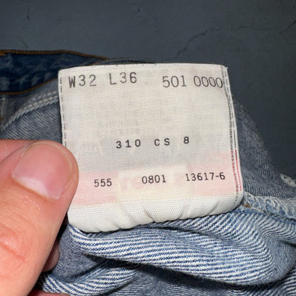 Levis 501 Vintage 90s USA XX Straight Leg Jeans Blue Med Wash 32x36 Act 29x32