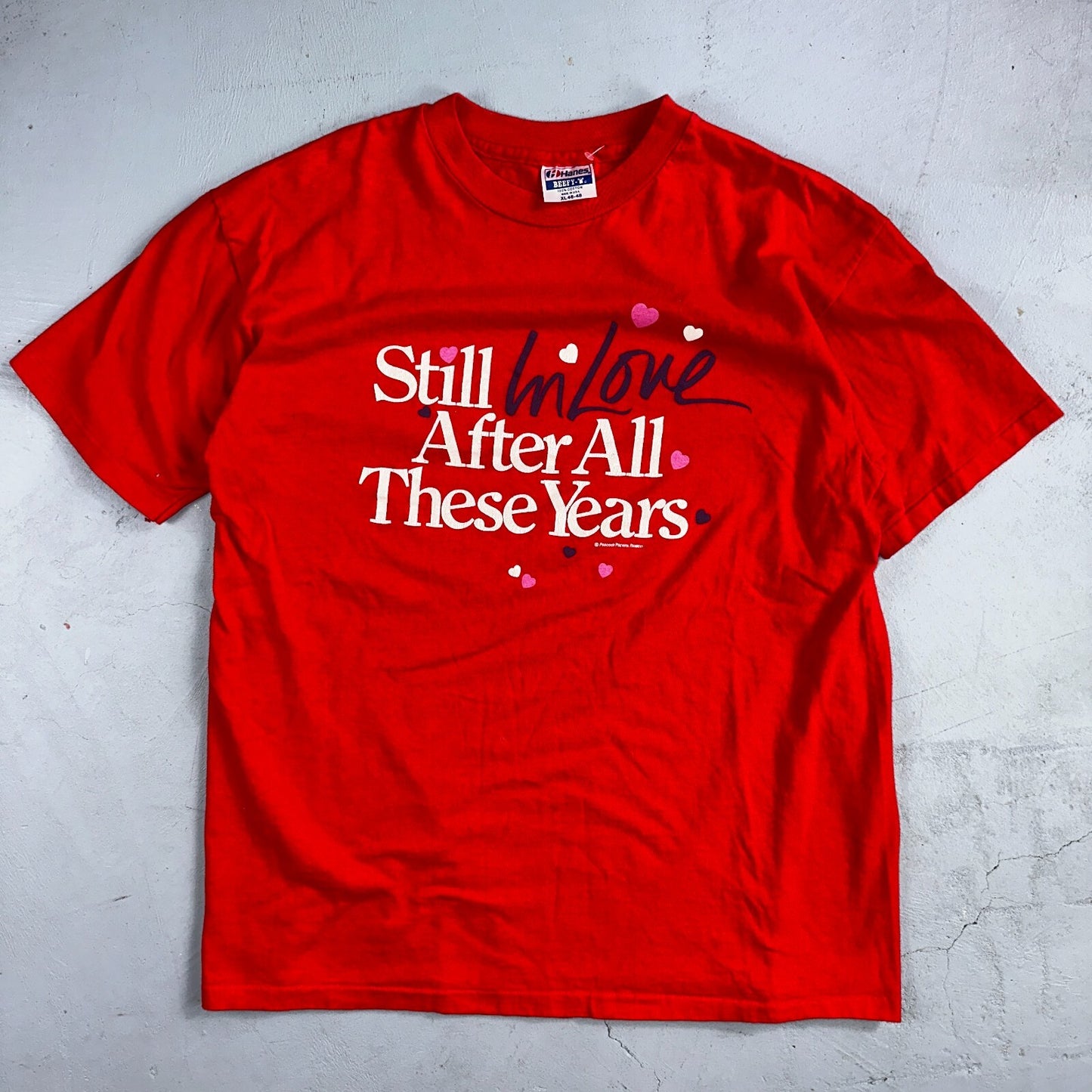 Still In Love After All These Years 80s VTG T Shirt Single Stitch Quote Text XL