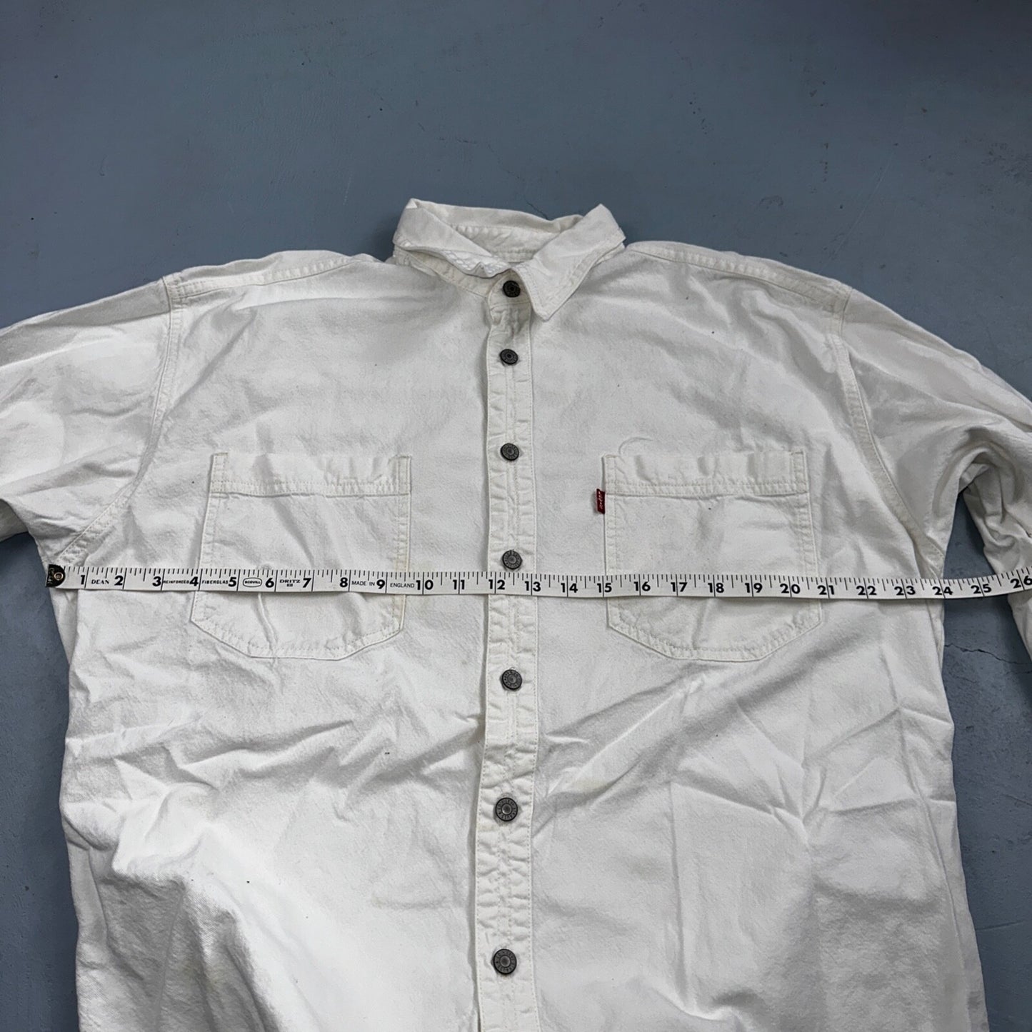 VTG Levis Red Tab Men Button Up Shirt Large White Long Sleeve 90s Y2K Thrashed