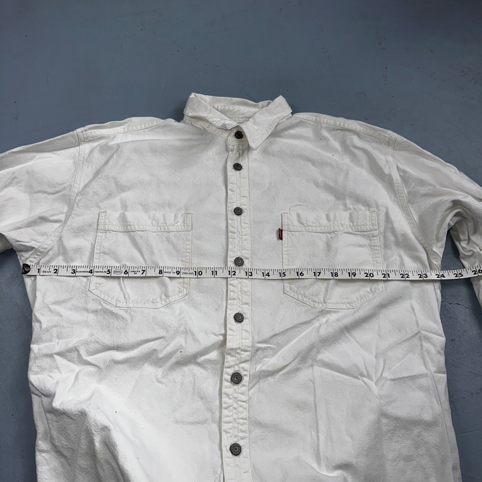 VTG Levis Red Tab Men Button Up Shirt Large White Long Sleeve 90s Y2K Thrashed