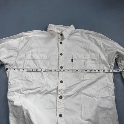VTG Levis Red Tab Men Button Up Shirt Large White Long Sleeve 90s Y2K Thrashed