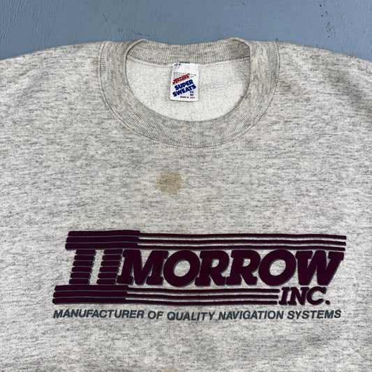 Tomorrow II Morrow Sweatshirt 90s VTG Crewneck USA Gray Construction 2XL Jerzees