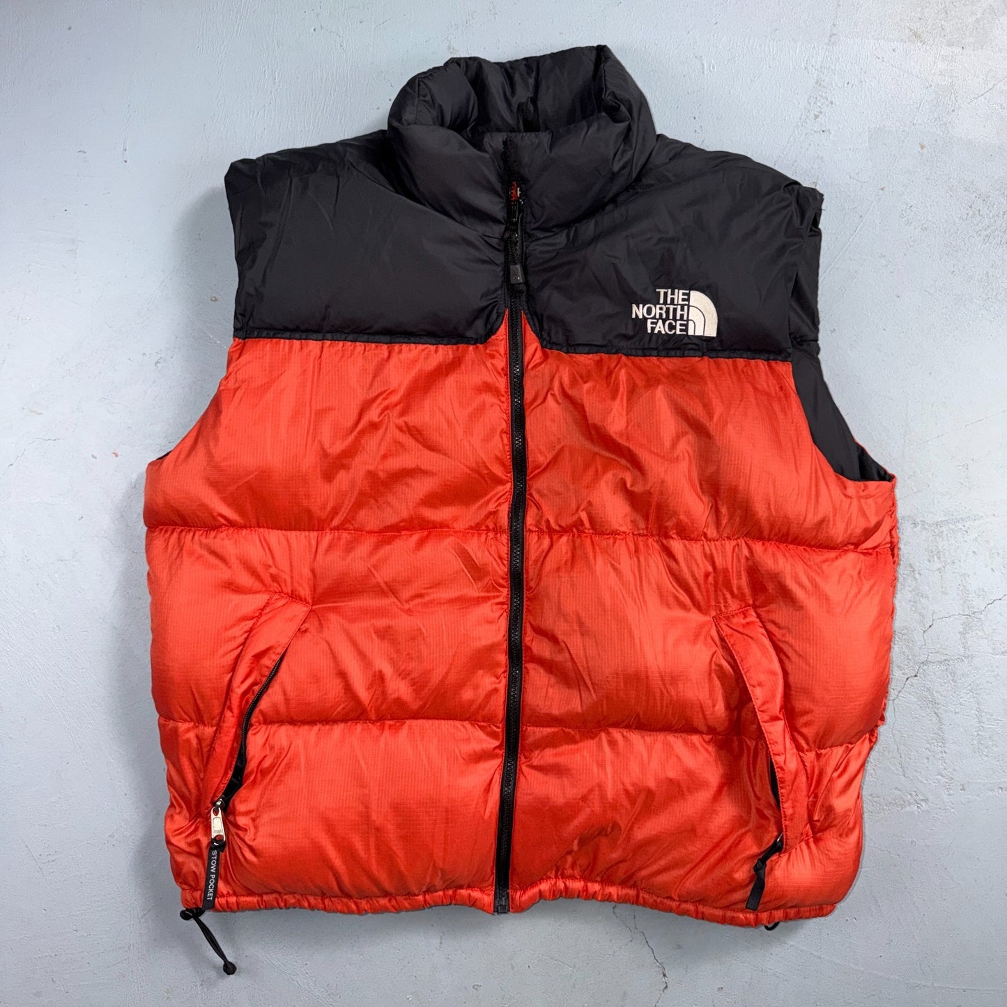 VTG The North Face 90s Nupste Vest XL Goose Down Orange Warm Damaged TNF
