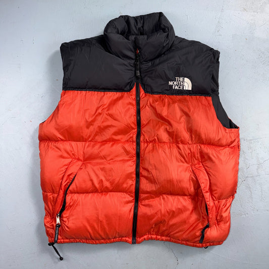 VTG The North Face 90s Nupste Vest XL Goose Down Orange Warm Damaged TNF