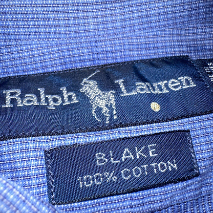 Ralph Lauren Polo VTG Button Down Shirt Men's L Blue Plaid Blake Two-Ply