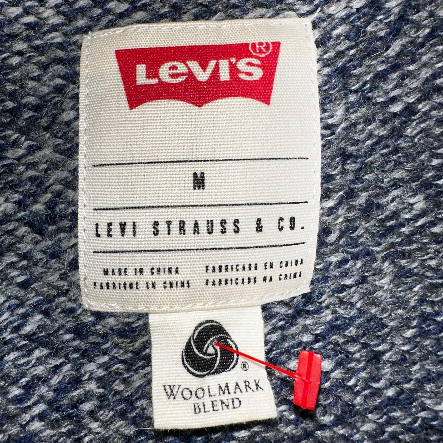 Levis Women's M Woolmark Blend Knit Blue Long Sleeve Button Up Sweater VTG